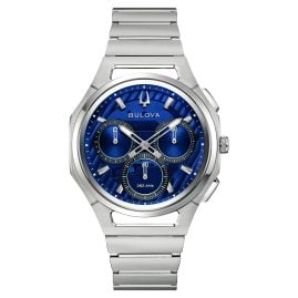 Bulova 96A339 Herren-Armbanduhr Chronograph Curv Stahl/Blau