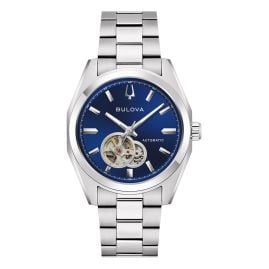 Bulova 96A350 Herren-Automatikuhr Surveyor Open Heart Stahl/Blau