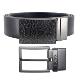 Hugo 50474247-004 Men's Reversible Leather Belt Guan Black/Blue