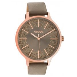 Oozoo C10567 Ladies' Watch Leather Strap Ø 45 mm taupe / rose gold