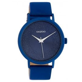 Oozoo C10583 Damenuhr mit Glitzereffekt und Lederband Ø 42 mm Blau