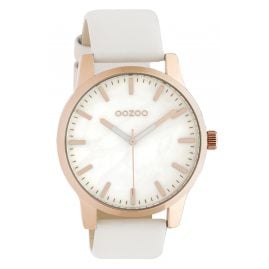 Oozoo C10725 Ladies' Watch with Leather Strap White/Rose Gold Tone 42 mm