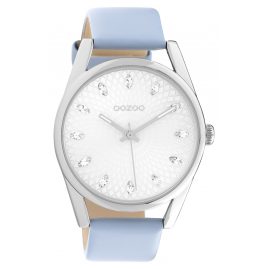 Oozoo C10815 Women's Watch with Leather Strap Light Blue/Silver 42 mm