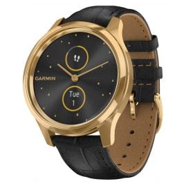 Garmin 010-02241-02 vivomove Luxe Smartwatch mit Lederband Schwarz