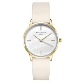 Rosefield RMBLG-R04 Women's Watch Pearl Edit Leather Strap Gold Tone