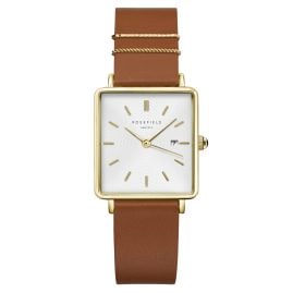 Rosefield QSCG-Q029 Damenarmbanduhr Quarz Boxy Braun/Goldfarben