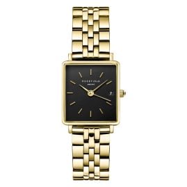 Rosefield QMBG-Q025 Damen-Armbanduhr Quarz Boxy XS Goldfarben/Schwarz