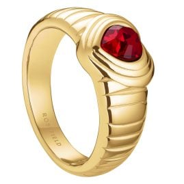 Rosefield JRRH Women's Ring Heart Gold Tone Red Crystal