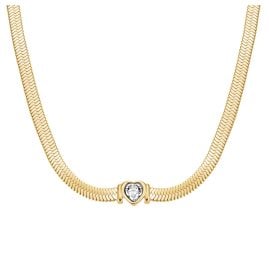 Rosefield JNSWG-J1002 Damen-Kette Snake Heart Choker Goldfarben Weißer Kristall
