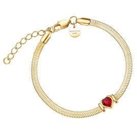 Rosefield JBSRG-J1012 Damen-Armband Snake Heart Goldfarben Roter Kristall