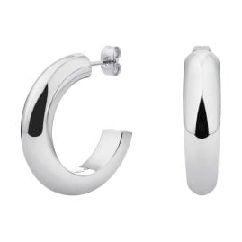 Rosefield JEDSS-J804 Women's Hoop Earrings Large Thick Silver Tone
