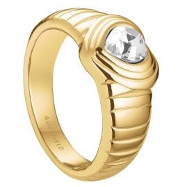 Rosefield JRWH Women's Ring Heart Gold Tone White Crystal