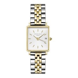 Rosefield QMWSSG-Q023 Damen-Armbanduhr Boxy XS Silber Gold Duo