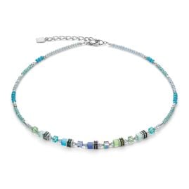 Coeur de Lion 4562/10-0705 Ladies´ Necklace Cube Story Sparkling Blue/Green