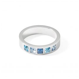 Coeur de Lion 0130/40-0717 Damen-Ring Edelstahl Kristalle Pavé multi-blau
