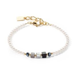 Coeur de Lion 4566/30-1300 Damen-Armband Princess Pearls & Cubes gold-schwarz