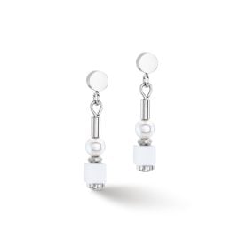 Coeur de Lion 4356/21-1417 Damen-Ohrringe Mini Cubes & Pearls Mix Silber-Weiß
