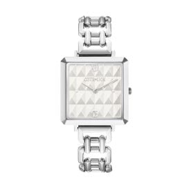Coeur de Lion 7660/74-1717 Women's Watch Iconic Cube Spikes Statement Silver Tone