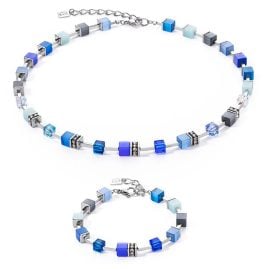 Coeur de Lion 2700/52-0700 Geschenkset GeoCUBE Halskette und Armband Blau