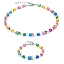 Coeur de Lion 2700/52-1500 Gift Set GeoCUBE Necklace and Bracelet Colourful