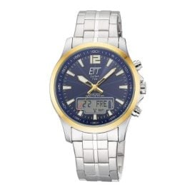 ETT Eco Tech Time EGA-11717-31M Funk-Solar Herrenuhr Professional Worldtimer Bicolor