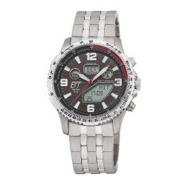 ETT Eco Tech Time EGT-11720-22M Funk-Solar Herrenuhr Professional Worldtimer Titan