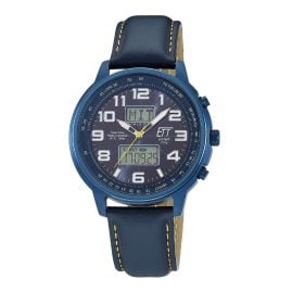 ETT Eco Tech Time EGS-11734-32L Funk-Solar Herrenuhr Hunter II Leder Blau