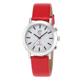 ETT Eco Tech Time ELS-11582-11L Radio-Controlled Solar Ladies' Watch Red Leather Strap