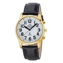 Master Time MTGA-10940-12L Sprechende Herren-Funkuhr Goldfarben/Schwarz
