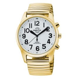 Master Time MTGA-10941-12Z Talking Radio-Controlled Men's Watch Gold Tone Elastic