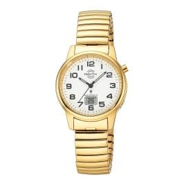 Master Time MTLA-10947-12Z Ladies' Radio-Controlled Watch Daily Elastic Gold Tone