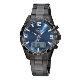 Master Time MTGA-10952-32M Herren-Armbanduhr Funk Sporty Big Date Schwarz/Blau