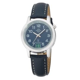 Master Time MTLA-10490-32L Ladies' Radio-Controlled Watch Leather Strap Blue