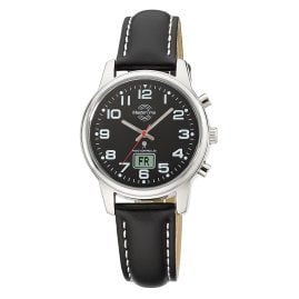 Master Time MTLA-10819-22L Radio-Controlled Women's Watch with Black Leather Strap