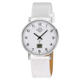 Master Time MTLA-10805-12L Women's Radio-Controlled Watch with White Leather Strap