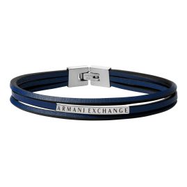 Armani Exchange AXG0084040 Leather Bracelet for Men Blue