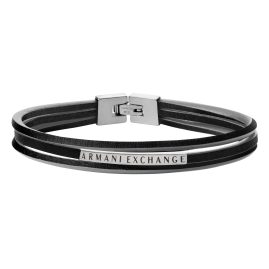 Armani Exchange AXG0085040 Herren Leder-Armband Schwarz