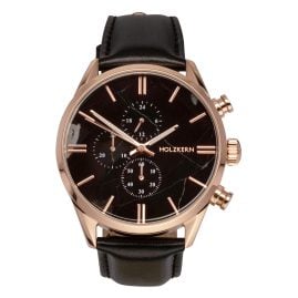 Holzkern Men's Quartz Watch Chronograph Relational Marble/Rose Gold Tone