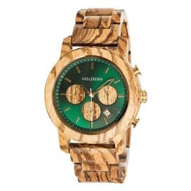 Holzkern Men's Watch Chronograph Blätterdach Zebrano/Marble