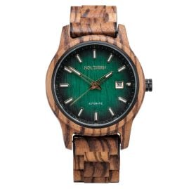 Holzkern Men´s Wristwatch Automatic Nightbird Zebrano/Green