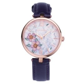 Holzkern Damenuhr Everbloom Pflaumenblüte Violett/Roségoldfarben