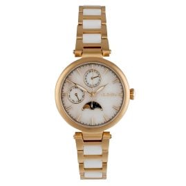 Holzkern Damenuhr Moonbow Marmor/Keramik