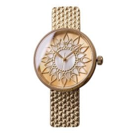 Holzkern Damenuhr Suncatcher Perlmutt/Goldfarben