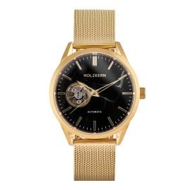 Holzkern Unisex-Armbanduhr Automatik Inverno Marmor/Goldfarben