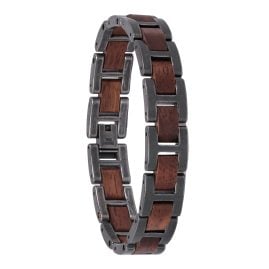 Holzkern Men's Bracelet Stainless Steel Walnut Wood/Antique Silver Tone