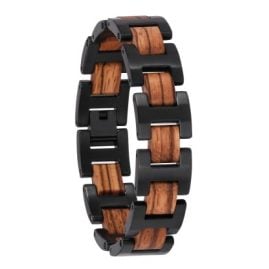 Holzkern Herrenarmband Edelstahl mit Holz Acoustic Zebrano/Schwarz
