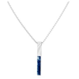 Holzkern Herren-Halskette Edelstahl Campania Sodalith/Damast