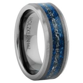 Holzkern Herrenring Sumo Meteorit/Lapislazuli