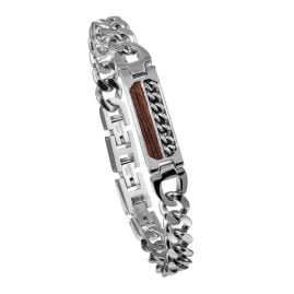 Holzkern Herren-Armband Edelstahl Outlands Walnuss/Silberfarben