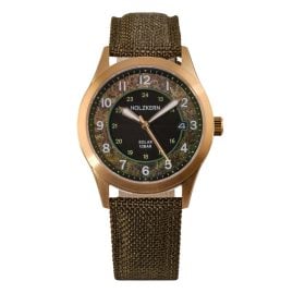 Holzkern Solaruhr für Damen und Herren Wildlight Moos/Goldfarben